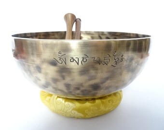 Full Moon Tibetan Singing Bowl Sound Therapy Healing Tibetan Himalayan Buddhism Note C#3 Root 10" Very Large