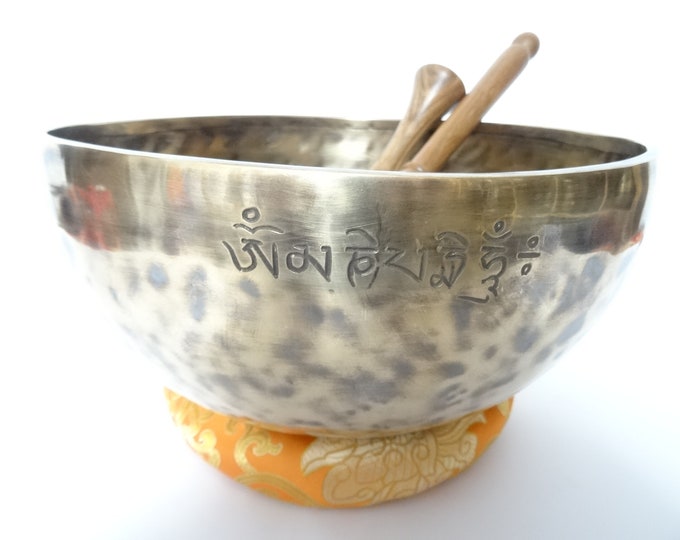 Full Moon Tibetan Singing Bowl Sound Therapy Healing Tibetan Himalayan Buddhism Note A2 Third Eye 10.5" Large