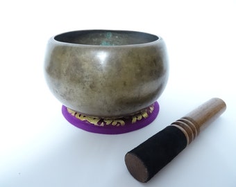 Antique Old Bodhi Buddha Tibetan Singing Bowl Meditation Sound Therapy Healing G4