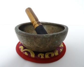 Antique, Relic, Old, Thadobati Cup, Tibetan Singing Bowl, Hand Hammered Himalayan, Note A5 Third Eye