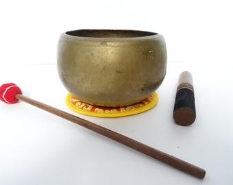 Antique Old Bodhi Buddha Tibetan Singing Bowl Meditation Sound Therapy Healing F#4