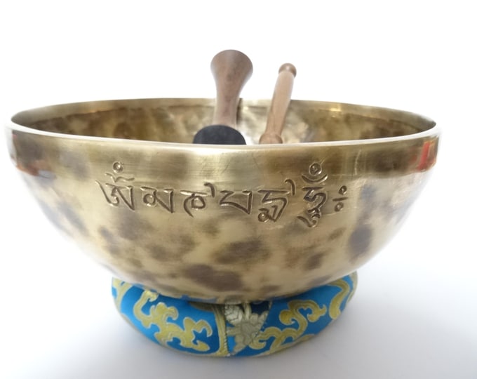 Full Moon Tibetan Singing Bowl Sound Therapy Healing Tibetan Himalayan Buddhism Note E3 Solar Plexus 9.75" Large