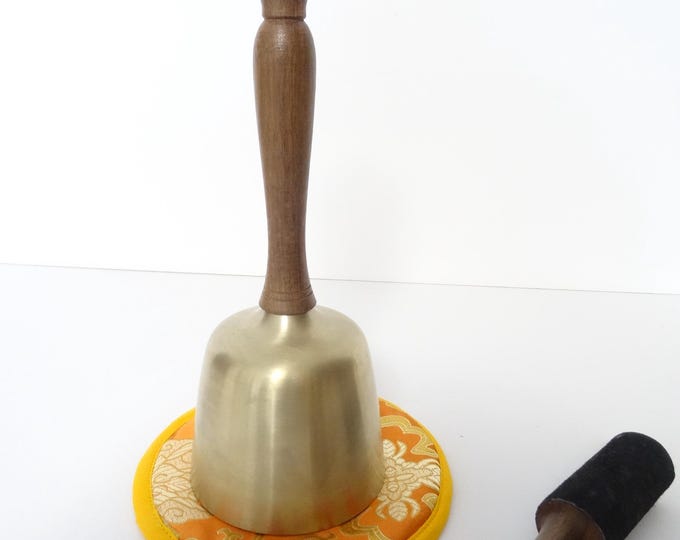 Handle Singing Bowl Bell Medium Sound Therapy Meditation Sound Bath Note E5 Solar Plexus