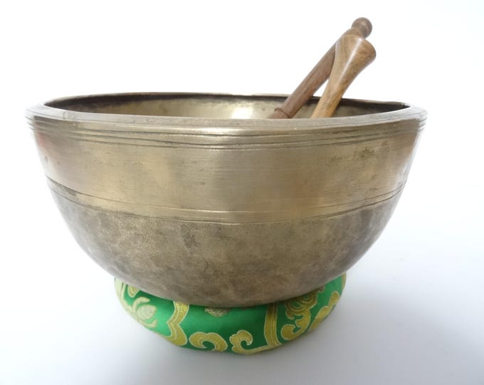 Large 9.25" Antique Shakti Singing Bowl Sound Therapy Healing Note G#3