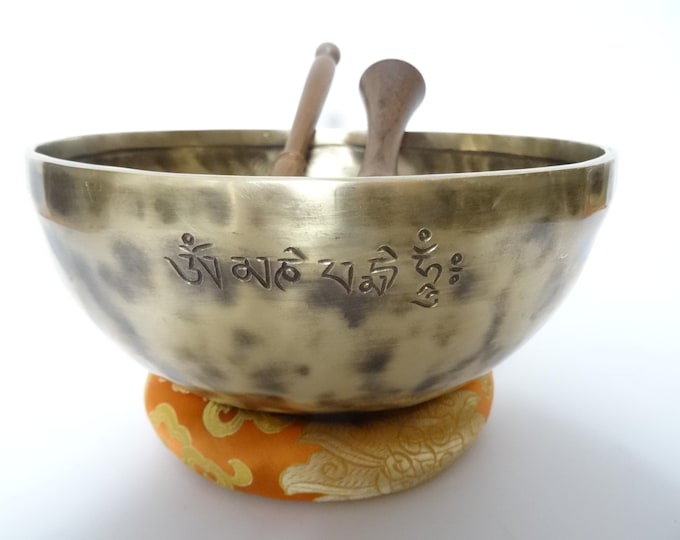 Full Moon Tibetan Singing Bowl Sound Therapy Healing Tibetan Himalayan Buddhism Note E3 Solar Plexus 9" Large