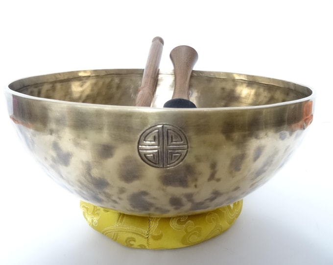 Full Moon Tibetan Singing Bowl Sound Therapy Healing Tibetan Himalayan Buddhism Note A2 Third Eye 11.25" Very Large
