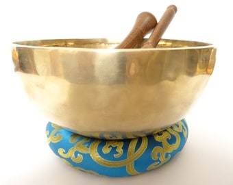 8.75" Large, New Sound Therapy, Tibetan Singing Bowl, Hand Made, Healing, Note E3, Solar Plexus