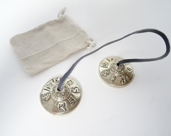 Handmade Tibetan Tingsha Bells: Om Mani Mantra Sound Therapy Cymbals