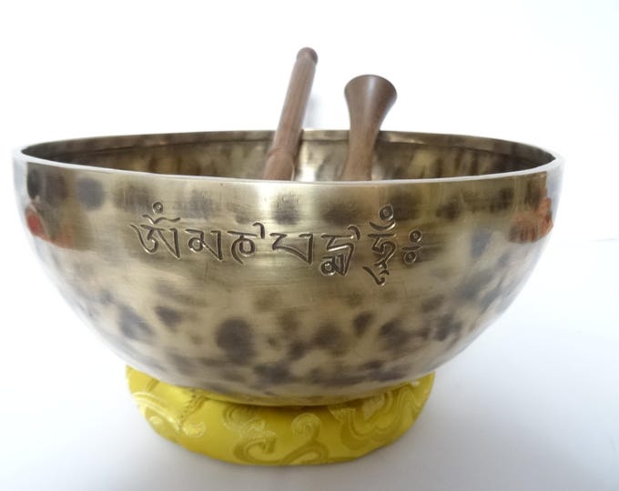 Full Moon Tibetan Singing Bowl Sound Therapy Healing Tibetan Himalayan Buddhism Note A2 Third Eye 10.75" Very Large