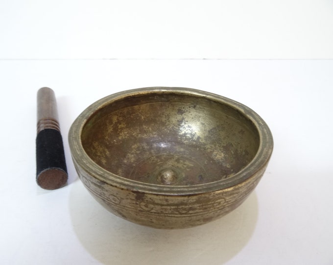 Rare Antique Thadobati Shiva Lingam Tibetan Singing Bowl Himalayan Sound Healing Therapy Note G#5