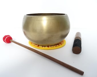 Antique Old Bodhi Buddha Tibetan Singing Bowl Meditation Sound Therapy Healing F4