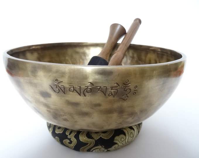 Full Moon Tibetan Singing Bowl Sound Therapy Healing Tibetan Himalayan Buddhism Note D3 Sacral 10.5" Very Large