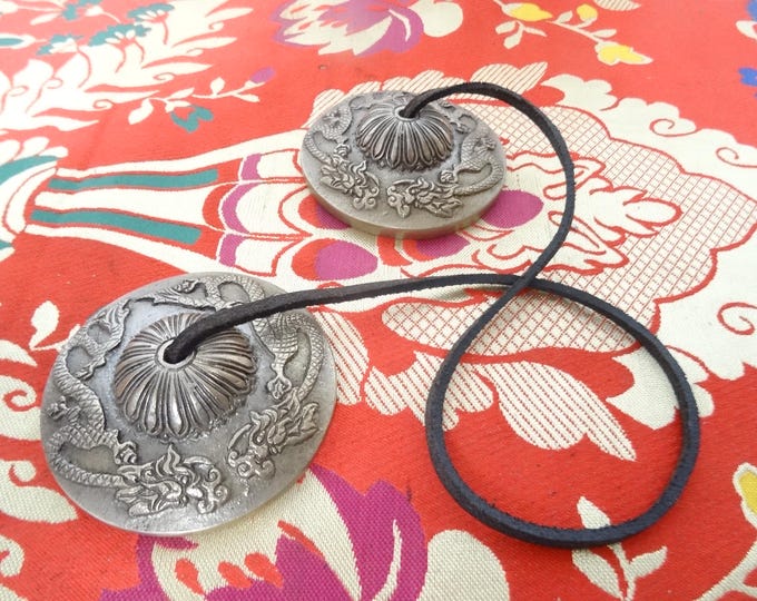Tingsha Bell, Cymbals Bells Handmade Tibetan Buddhist Tingsha Bells Dragon Sound Therapy Meditation