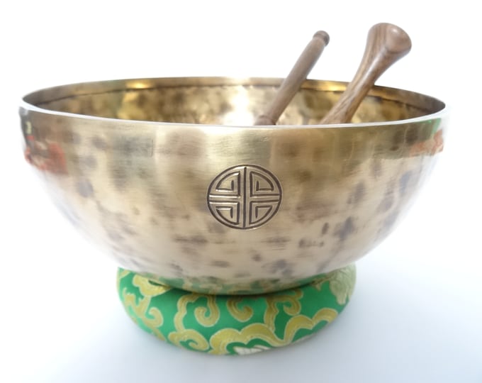 Full Moon Tibetan Singing Bowl Sound Therapy Healing Tibetan Himalayan Buddhism Note G#2 Throat 10.5" Very Large