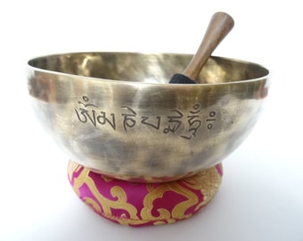 Full Moon Tibetan Singing Bowl Sound Therapy Healing Tibetan Himalayan Buddhism Note F#3 Heart 8.5" Large