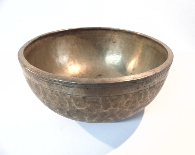 Very Large 11" Antique Jambati Singing Bowl Sound Therapy Healing Note E