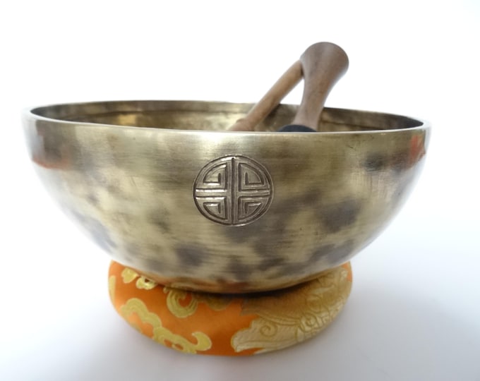 Full Moon Tibetan Singing Bowl Sound Therapy Healing Tibetan Himalayan Buddhism Note F3 Heart 9" Large