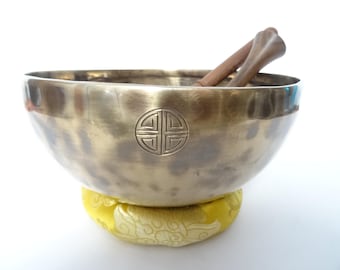 Full Moon Tibetan Singing Bowl: 9.5" C#3 Sound Therapy Bowl Root Chakra