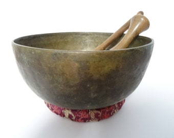 Antique Tibetan Singing Bowl | Large Jambati 11" | Hand Hammered | Himalayan Meditation | Sound Therapy | Healing Yoga | Note F#2