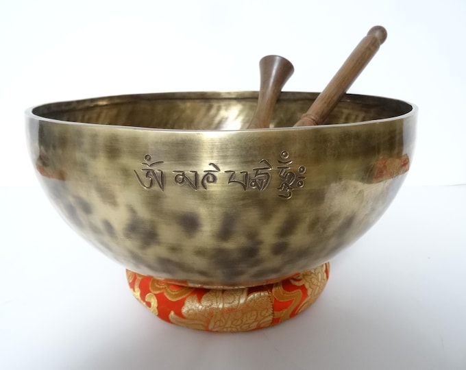 Full Moon Tibetan Singing Bowl Sound Therapy Healing Tibetan Himalayan Buddhism Note F#2 Heart 11.5" Very Large
