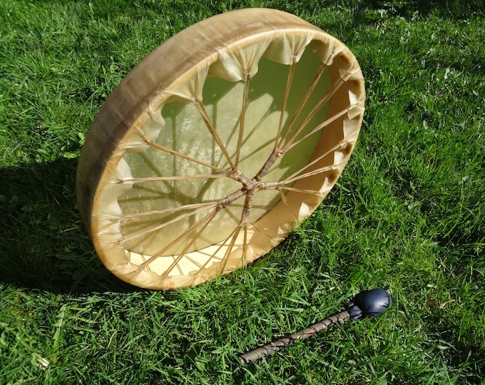 Large Buffalo Hide Shamanic Shaman Thunder Drum Ritual Sound Therapy Shamanism 20"