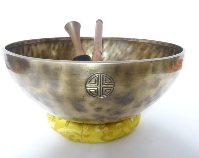 Full Moon Tibetan Singing Bowl Sound Therapy Healing Tibetan Himalayan Buddhism Note G2 Throat 11.5" Very Large
