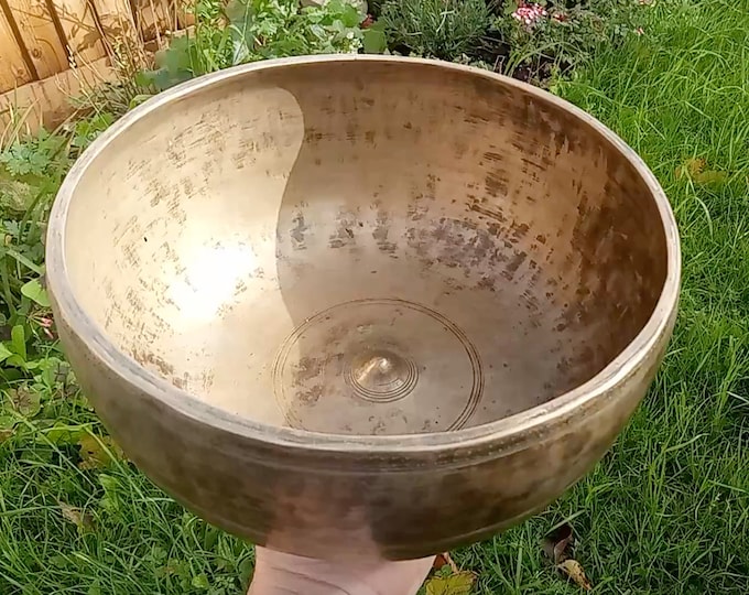 Rare Antique Museum Quality Shiva Lingam Tibetan Singing Bowl Himalayan Sound Healing Therapy Note E3