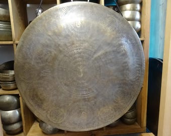 70cm Gong TamTam Nepalese Etched Gong Meditation Sound Therapy Gong Bath Note G#2 UK STOCK