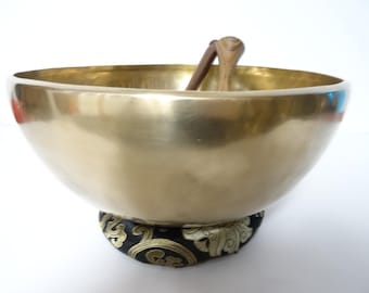 11" Tibetan Singing Bowl: Handmade Sound Therapy Bowl, Note A#2, Third Eye