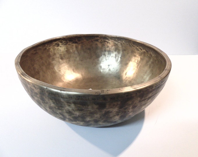 Very Large 11.5" Antique Jambati Singing Bowl Sound Therapy Healing Buddhism Note D#3
