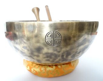 Full Moon Tibetan Singing Bowl Sound Therapy Healing Tibetan Himalayan Buddhism Note G2 Throat 10.5" Large