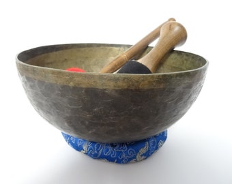 Antique Tibetan Singing Bowl | Large Jambati 9.25" | Hand Hammered | Himalayan Meditation | Sound Therapy | Healing Yoga | Note G#2