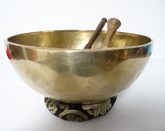 11" Tibetan Singing Bowl: Handmade Sound Therapy Bowl, Note A2, Third Eye