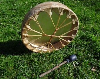 Large Buffalo Hide Shamanic Shaman Drum Ritual Sound Therapy Shamanism 16"