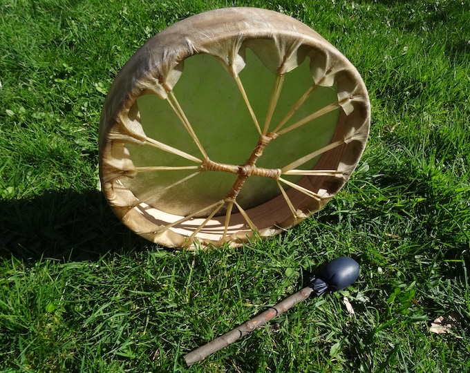 Large Buffalo Hide Shamanic Shaman Drum Ritual Sound Therapy Shamanism 16"