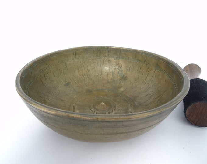 Rare Antique Museum Quality Manipuri Shiva Lingam Tibetan Singing Bowl Himalayan Sound Healing Therapy Note F#3