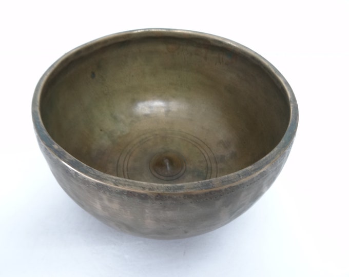 Rare Antique Museum Quality Shiva Lingam Tibetan Singing Bowl Himalayan Sound Healing Therapy Note E4