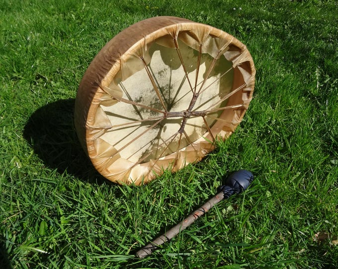 Buffalo Hide Oval Shamanic Shaman Drum Egg Shaped Ritual Sound Therapy Shamanism