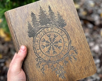 Cuaderno de madera natural / A5 / Libro de madera Regalos personalizados para ella / Bosque eslavo salvaje