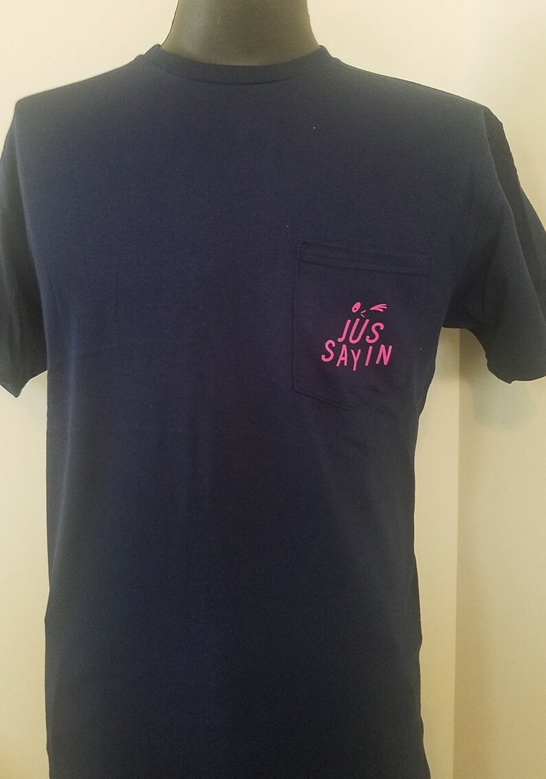 100% Cotton Top Quality Navy Blue Pocket T shirt Jus Sayinto image 0