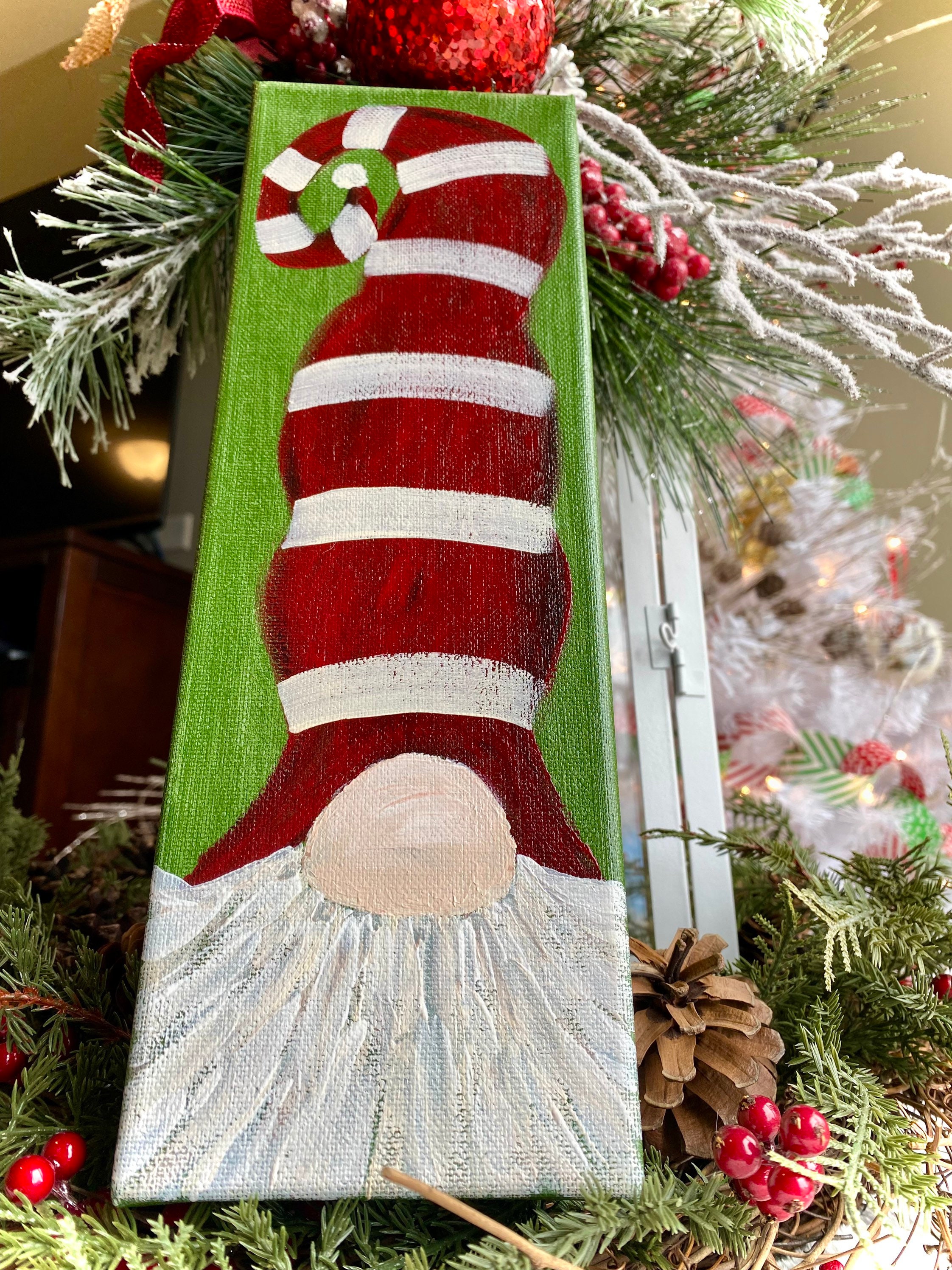 Original Christmas Gnome Acrylic Art on Canvas by - Etsy