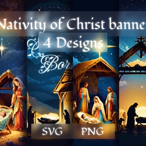 Krippenpaket SVG, PNG, Krippenset png, Krippenszene SVG, Familie Weihnachtssvg, Oh Holy Night png, Postkarten, Silhouette
