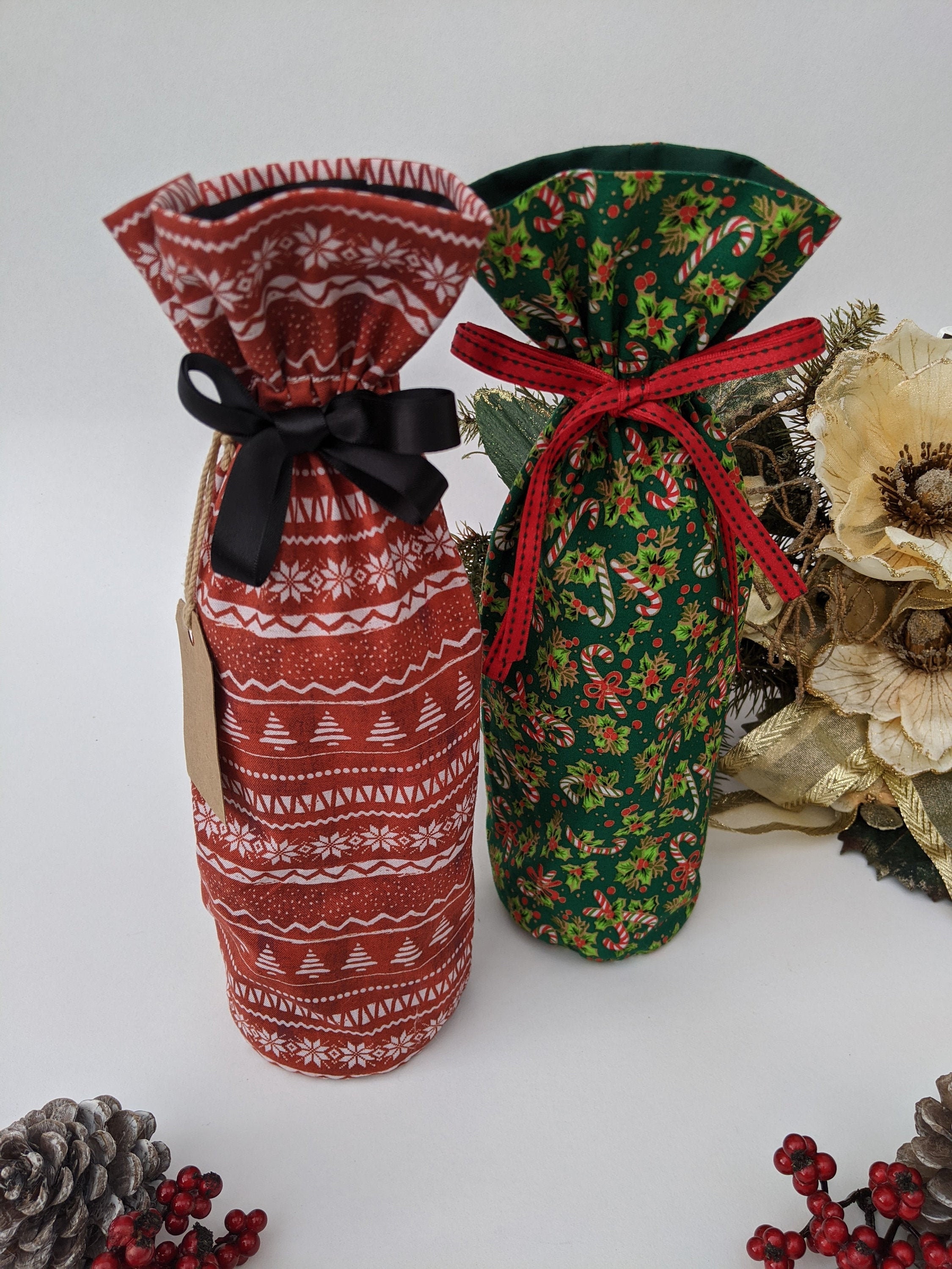 Reusable Fabric Wine Bottle Gift Bag Australia