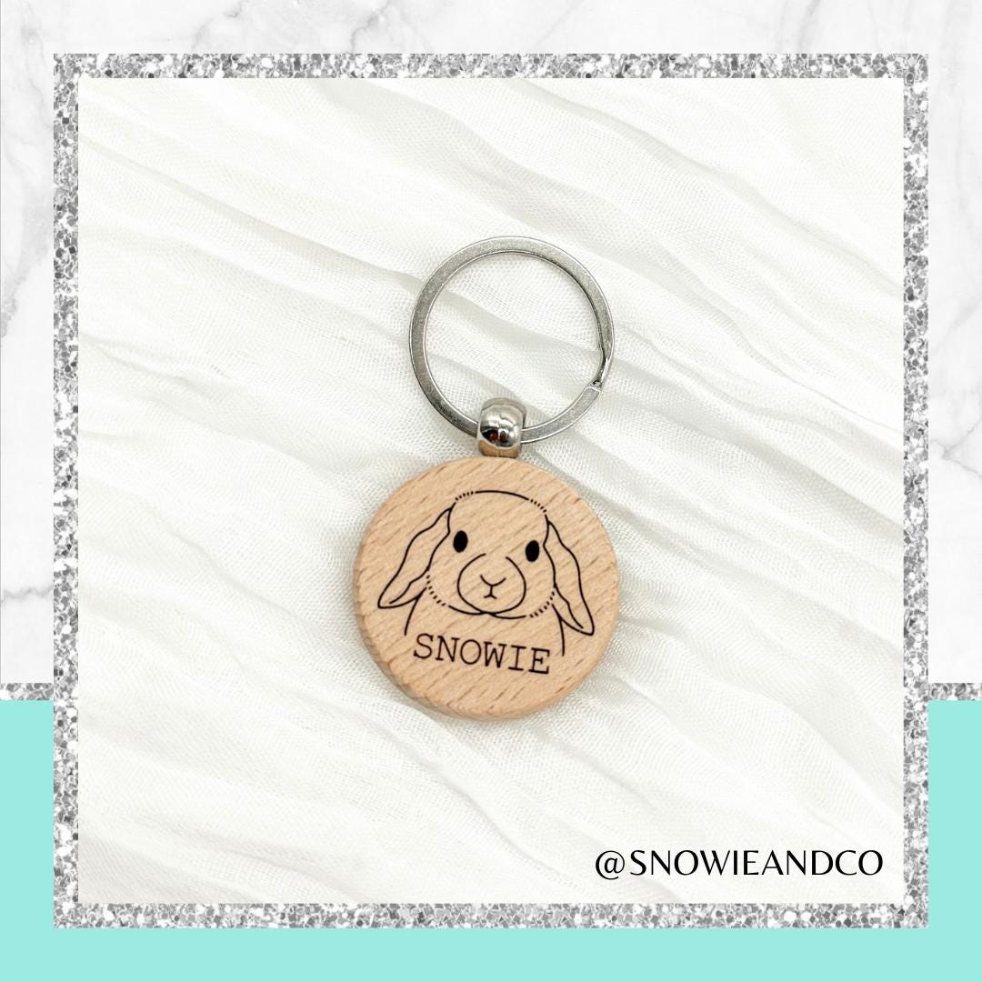 Rooty Keychains Personalized Wood Bunny Keychain - Etsy