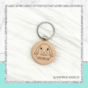 Personalized Wood Bunny Keychain