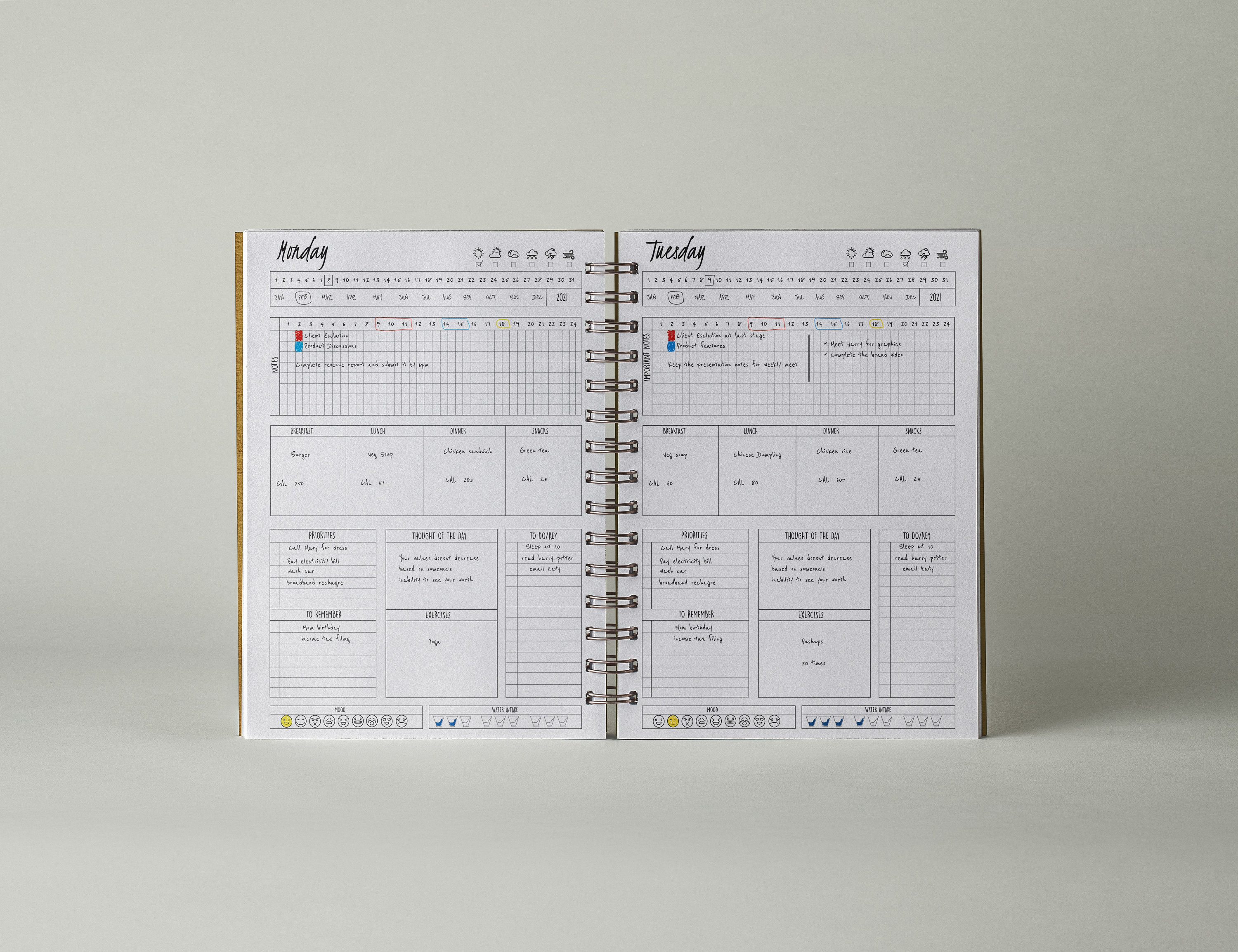 Daily Planner US Letter Size Day Planner Work Planner Weekly Etsy