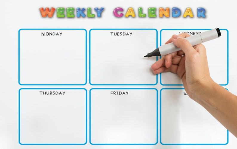 Kids Weekly Calendar Cute Colorful Printable Children's Weekly Planner 