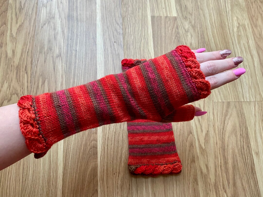 Red Knitted Women Half Gloves / Knit Gloves Without Fingers / Etsy UK