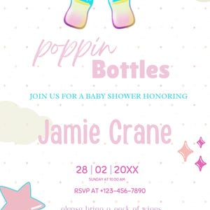 Poppin’ Bottles Baby Shower Invitation | Champagne Baby Shower | Editable Template