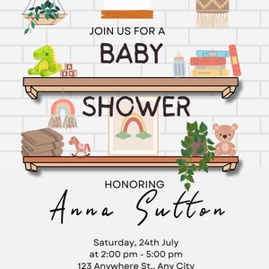 Uitnodiging babyshower | We vullen de planken | Leuke en praktische babyshoweruitnodiging"